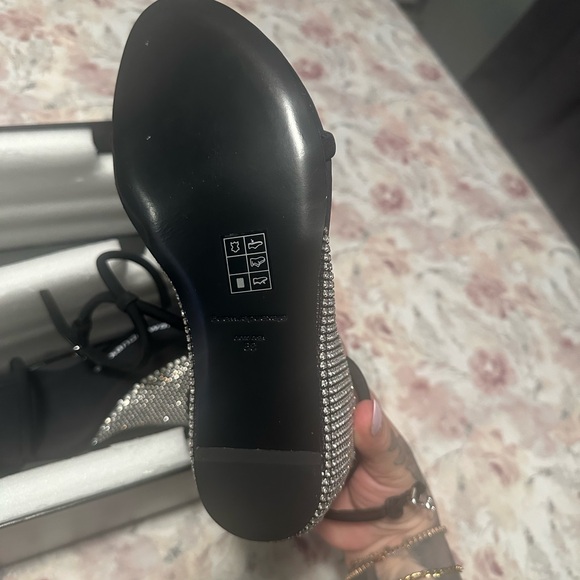 Alexander Wang Black Strap Wedges with Rhinestones - Picture 4 of 6